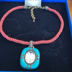 Heidi Daus Elegant Turquoise and Coral Necklace